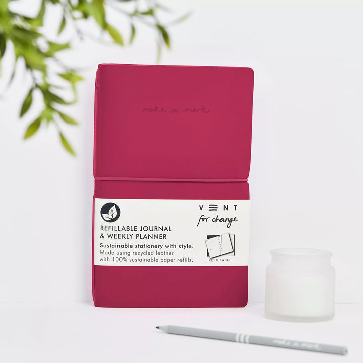 Recycled Leather Refillable Weekly Planner