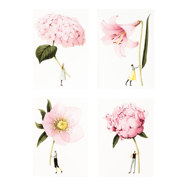 In Bloom Pink Flowers Notecards