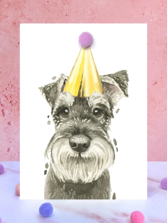 Schnauzer Pompom Birthday