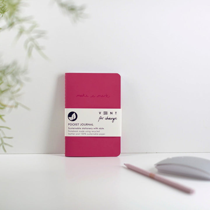 Recycled Leather Mini Pocket Notebook Journal