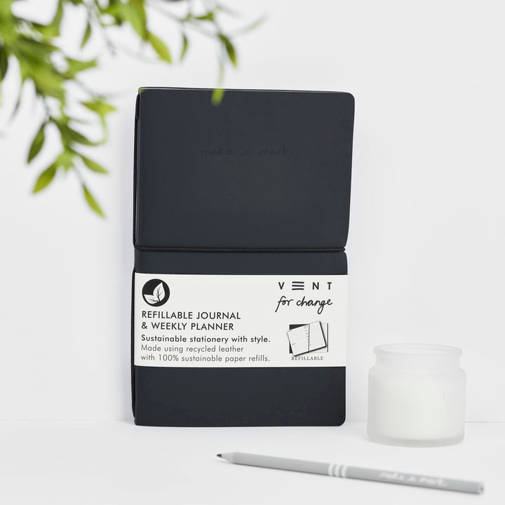 Recycled Leather Refillable Weekly Planner