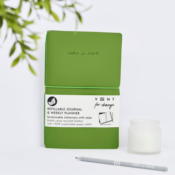 Recycled Leather Refillable Weekly Planner