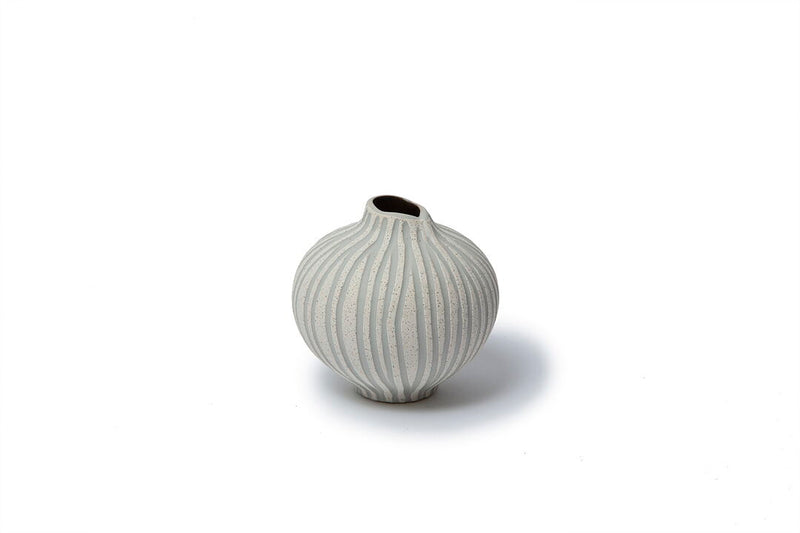 Line Medium Vase Sand White Stone Stripe