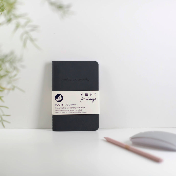 Recycled Leather Mini Pocket Notebook Journal