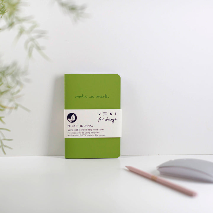Recycled Leather Mini Pocket Notebook Journal