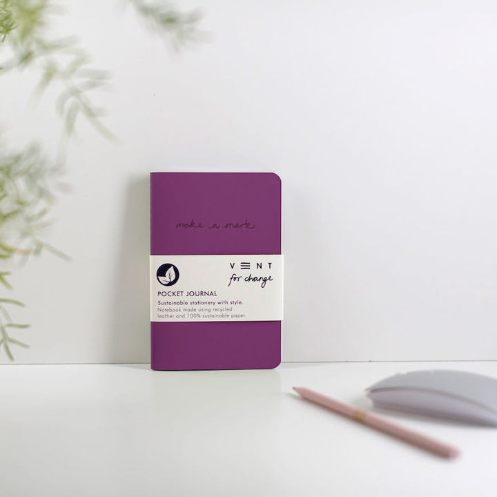 Recycled Leather Mini Pocket Notebook Journal