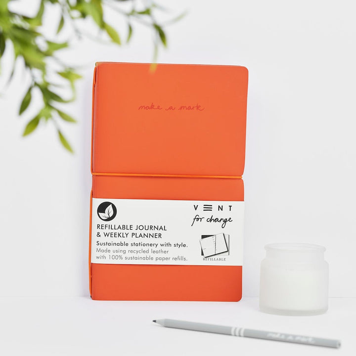 Recycled Leather Refillable Weekly Planner