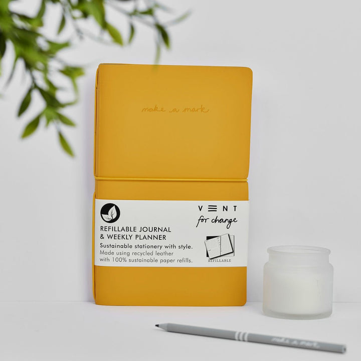 Recycled Leather Refillable Weekly Planner