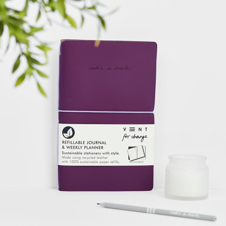 Recycled Leather Refillable Weekly Planner