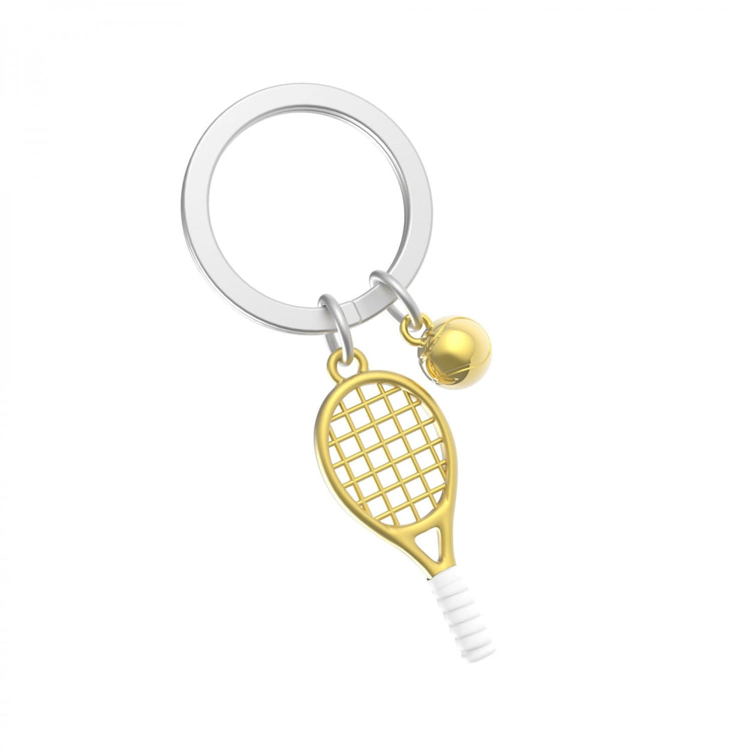 Gold Tennis Racket and Ball Keyring