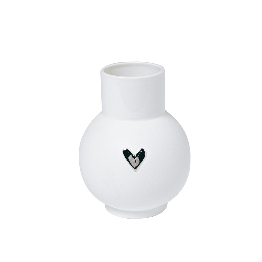 Silver Heart Ball Vase