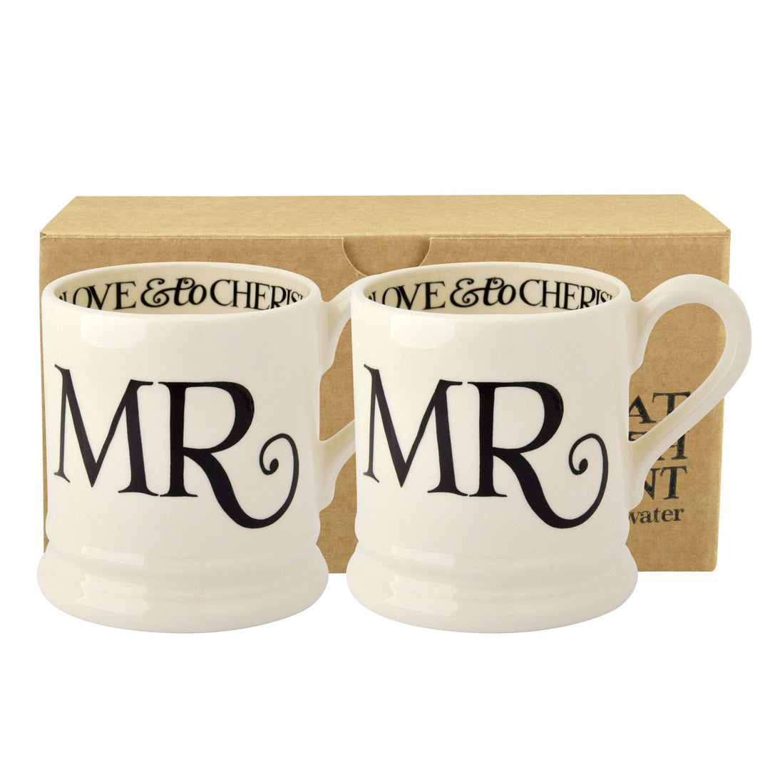 Black Toast Mr & Mr Set Of 2 1/2 Pint Mug