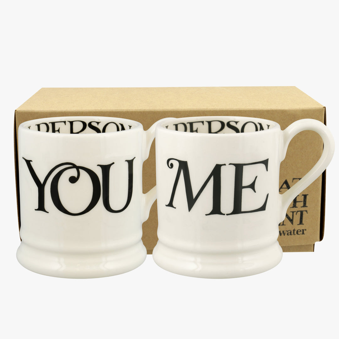 Black Toast You & Me Set Of 2 1/2 Pint Mug