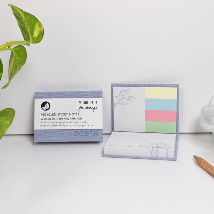 Ocean Waste Sticky Note Block - Sea Blue
