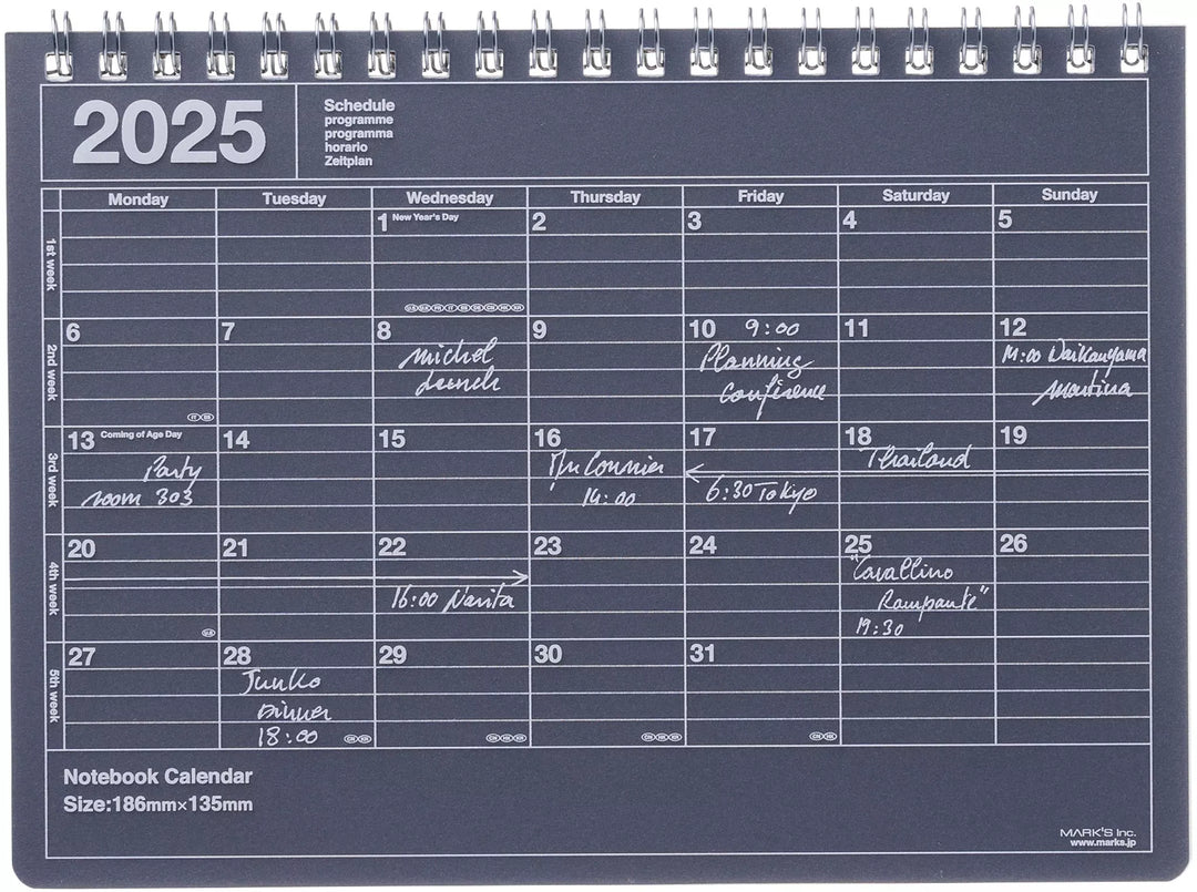 2025 Notebook Calendar S - Black