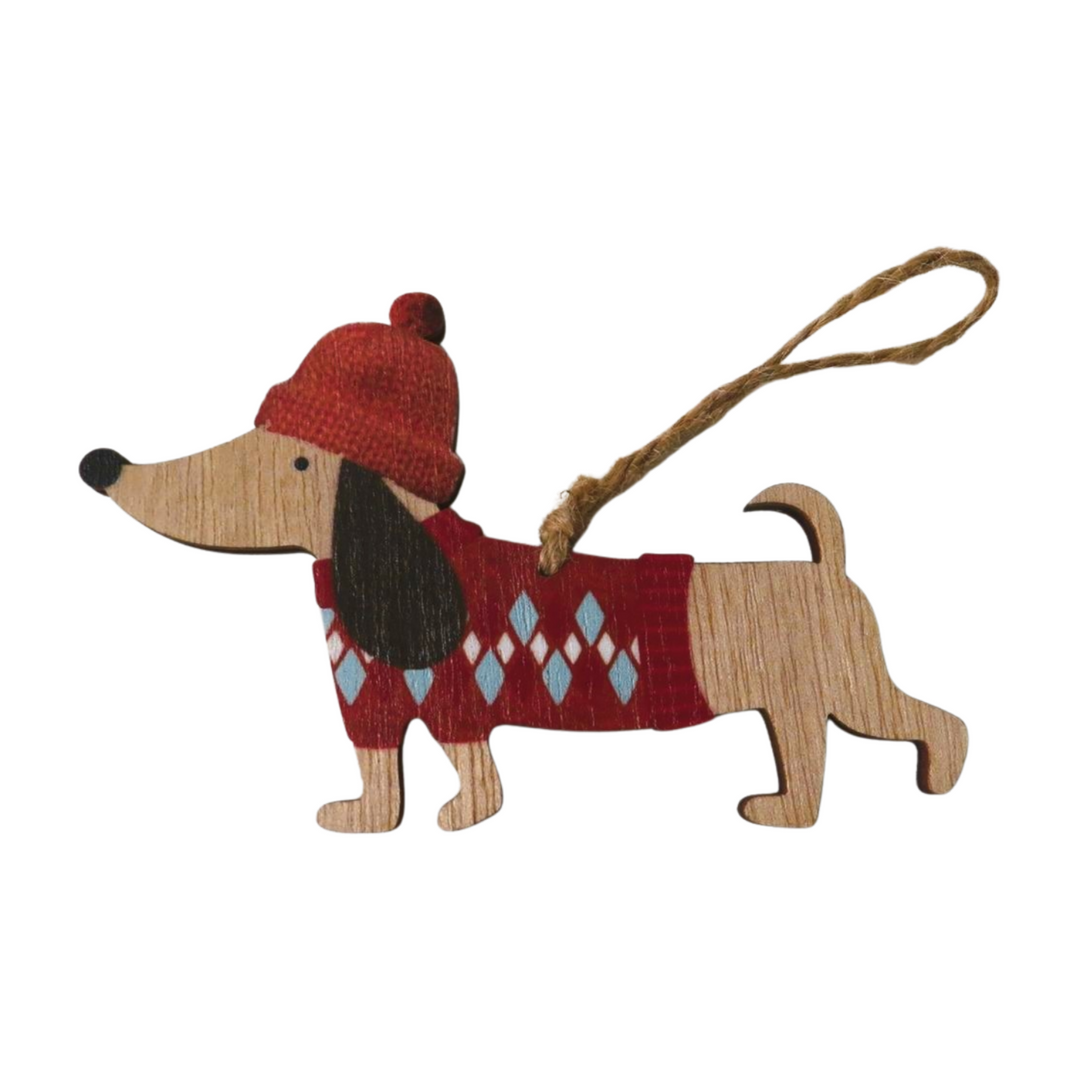 SAUSAGE DOG WOOD DECORATION