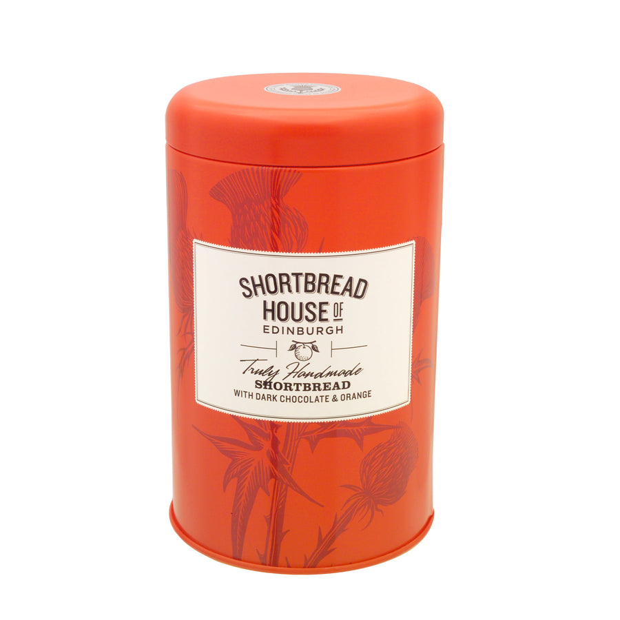 Tin of Truly Handmade Shortbread with Dark Chocolate and Orange 140g