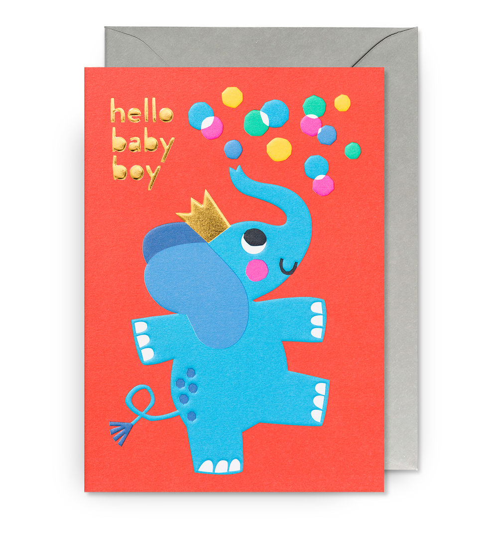 Hello Baby Boy Elephant Greeting