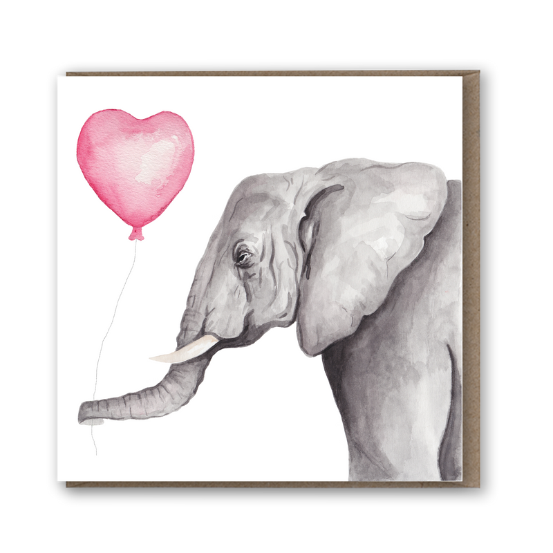 Elephant with Heart Balloon