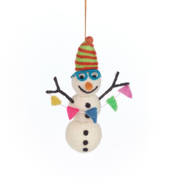 Handmade Felt Benedict the Snowman Arctic Hanging Decoration