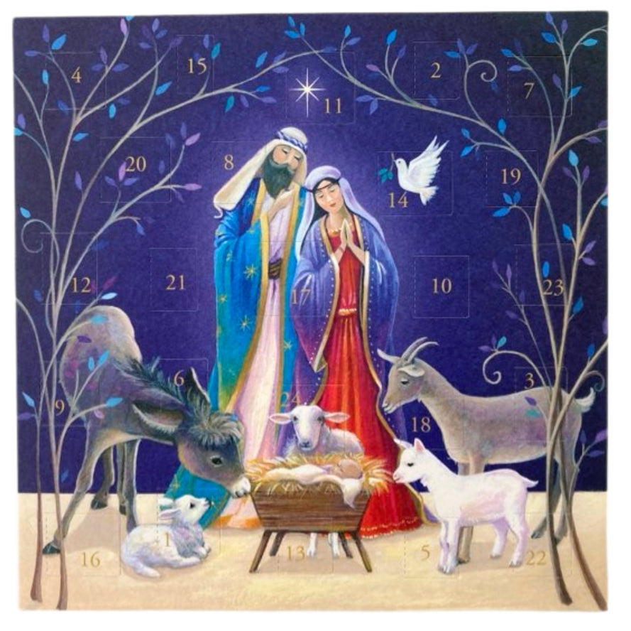 Nativity Animals Advent Calendar Card
