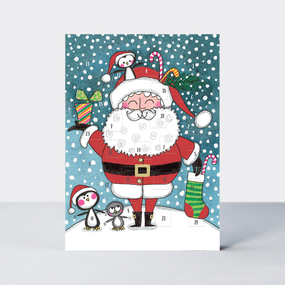 Advent Calendar Card - Santa & Penguins