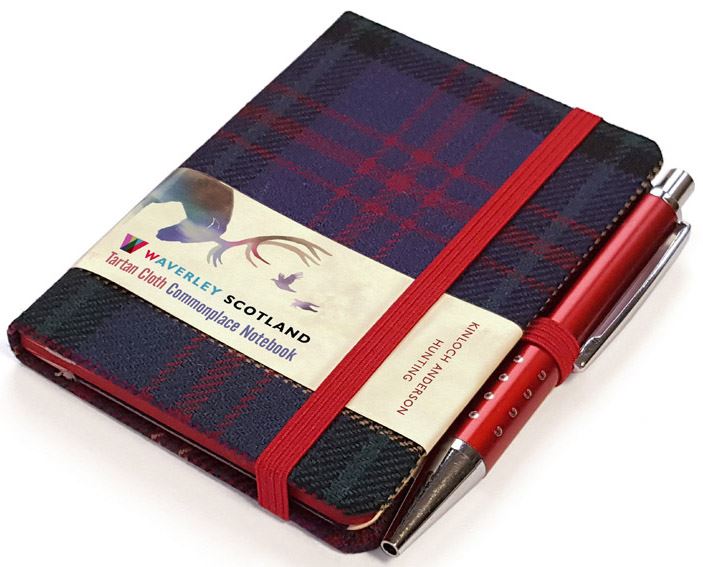 TARTAN CLOTH NOTEBOOK MINI WITH PEN: HUNTING