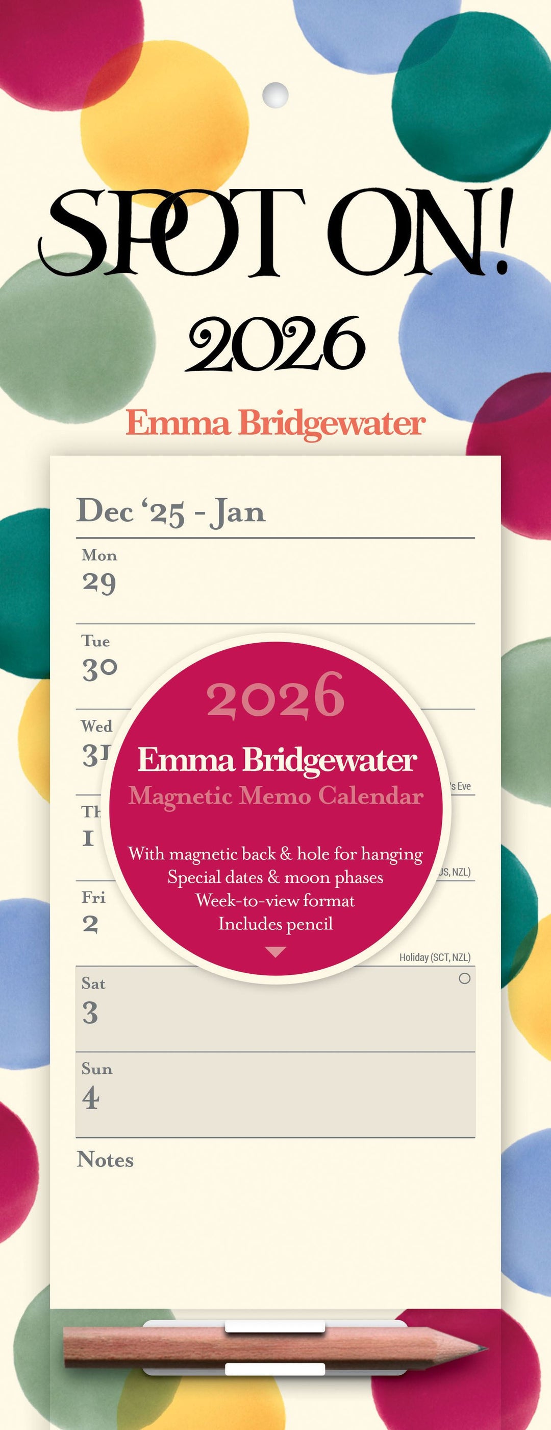 EMMA BRIDGEWATER BIG POLKA DOT MAGNETIC CALENDAR