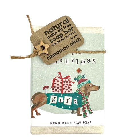 christmas gift sausage dog patchouli & sandalwood soap