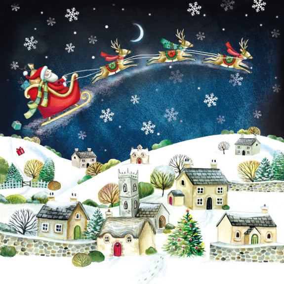 SANTA OVER THE ROOFTOPS PACK OF 8