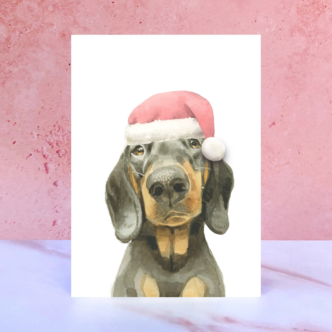 Black and Tan Dachshund Pompom Santa