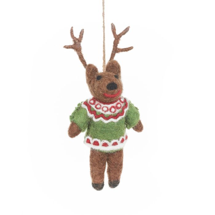 Handmade Felt Retro Reindeer Hanging Christmas Decoration