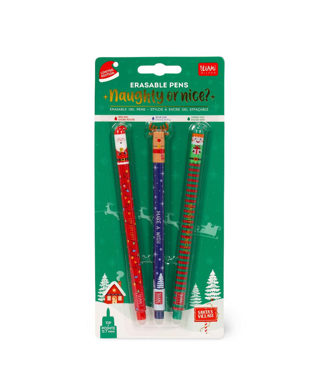 Set of Three Erasable Pens Christmas edition