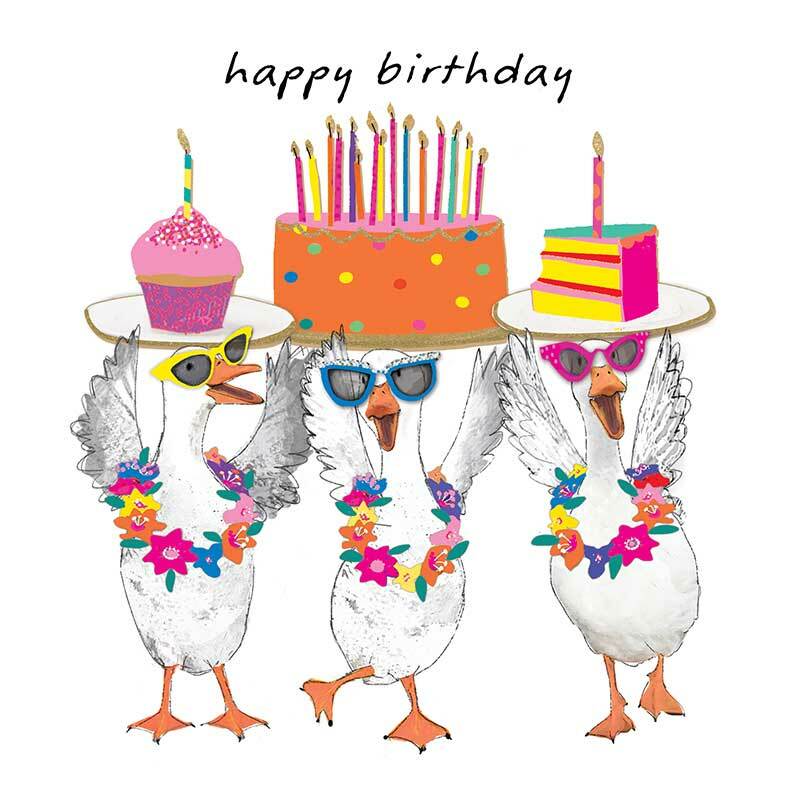 Birthday Geese With Cake
