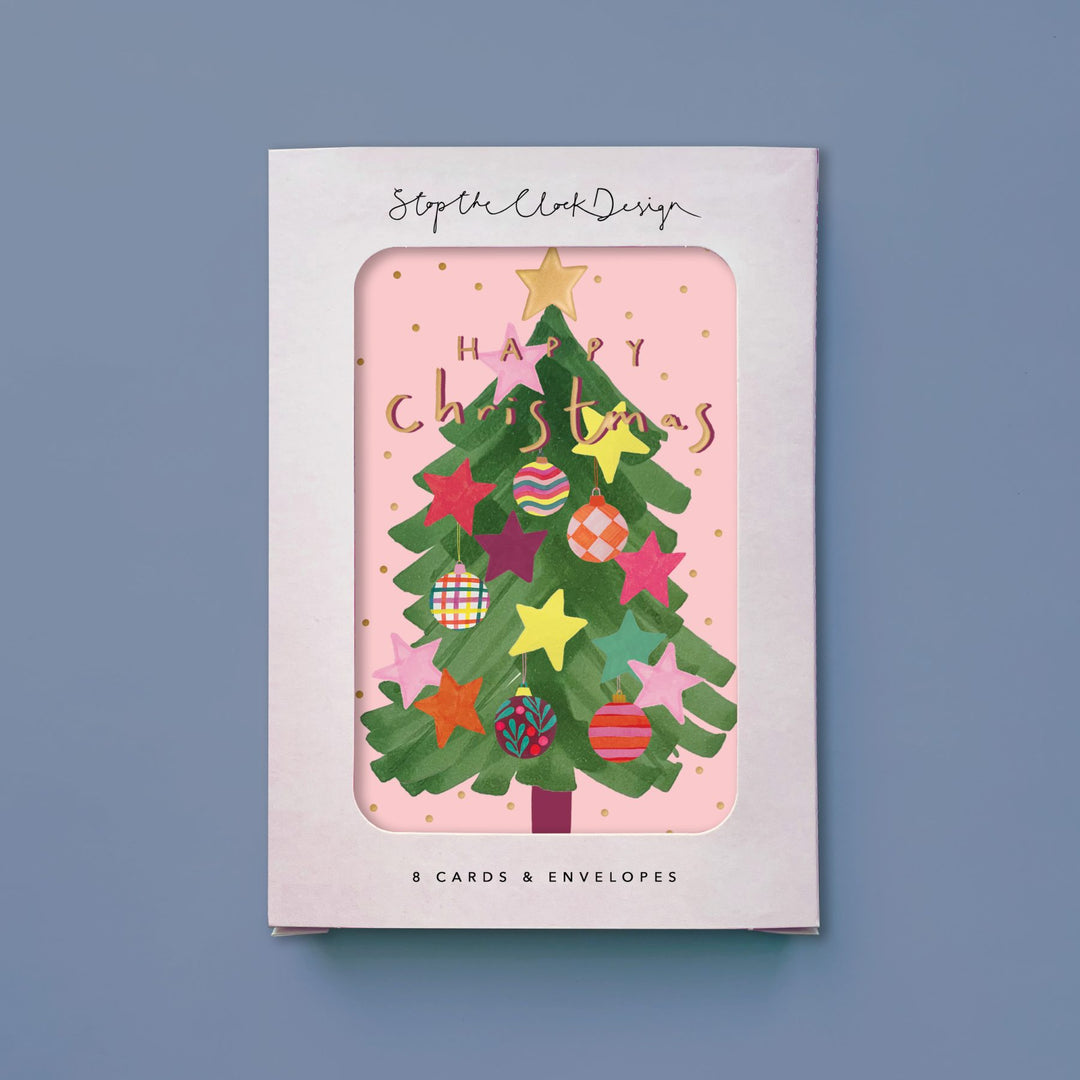 christmas tree card pack of 8