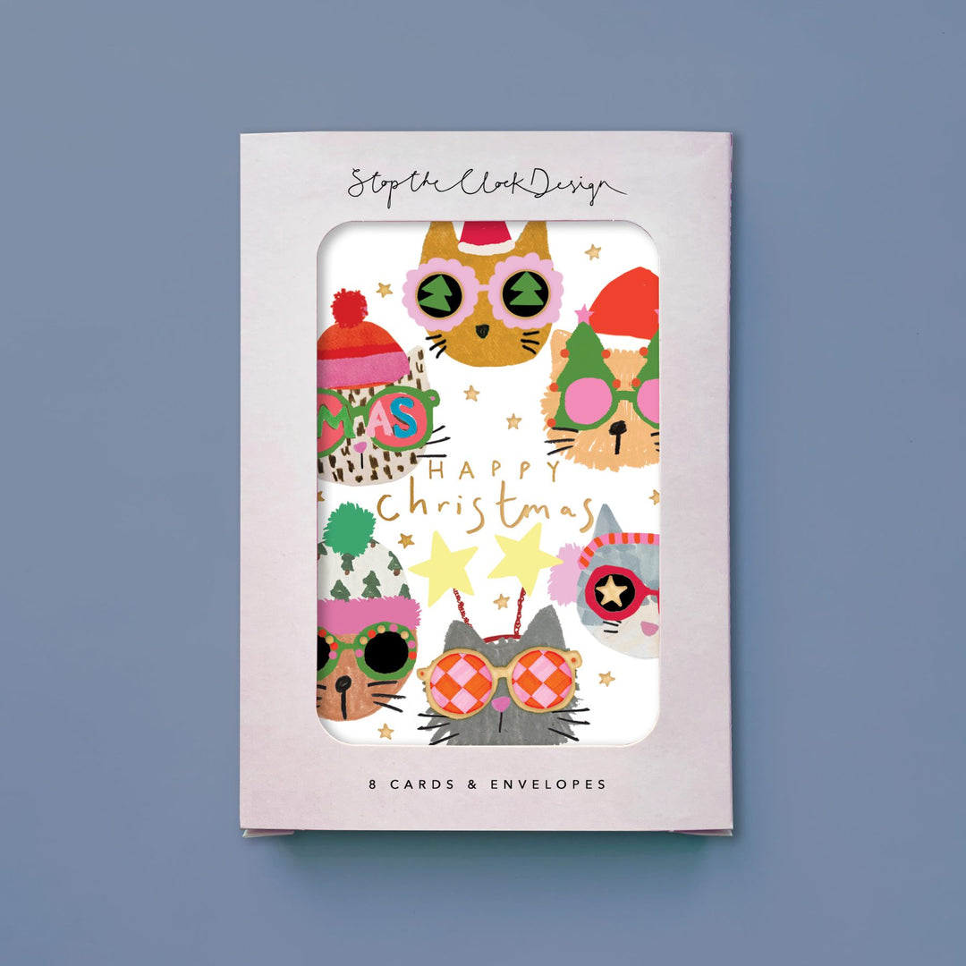 christmas cats card pack of 8