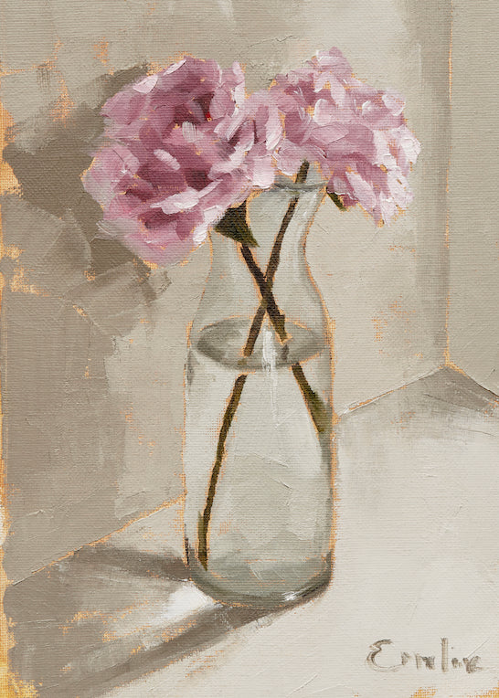 Pink Roses in a Glass Carafe