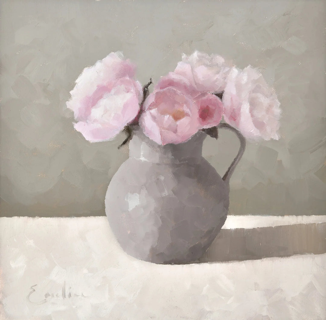 Pink Peonies in a Grey Jug