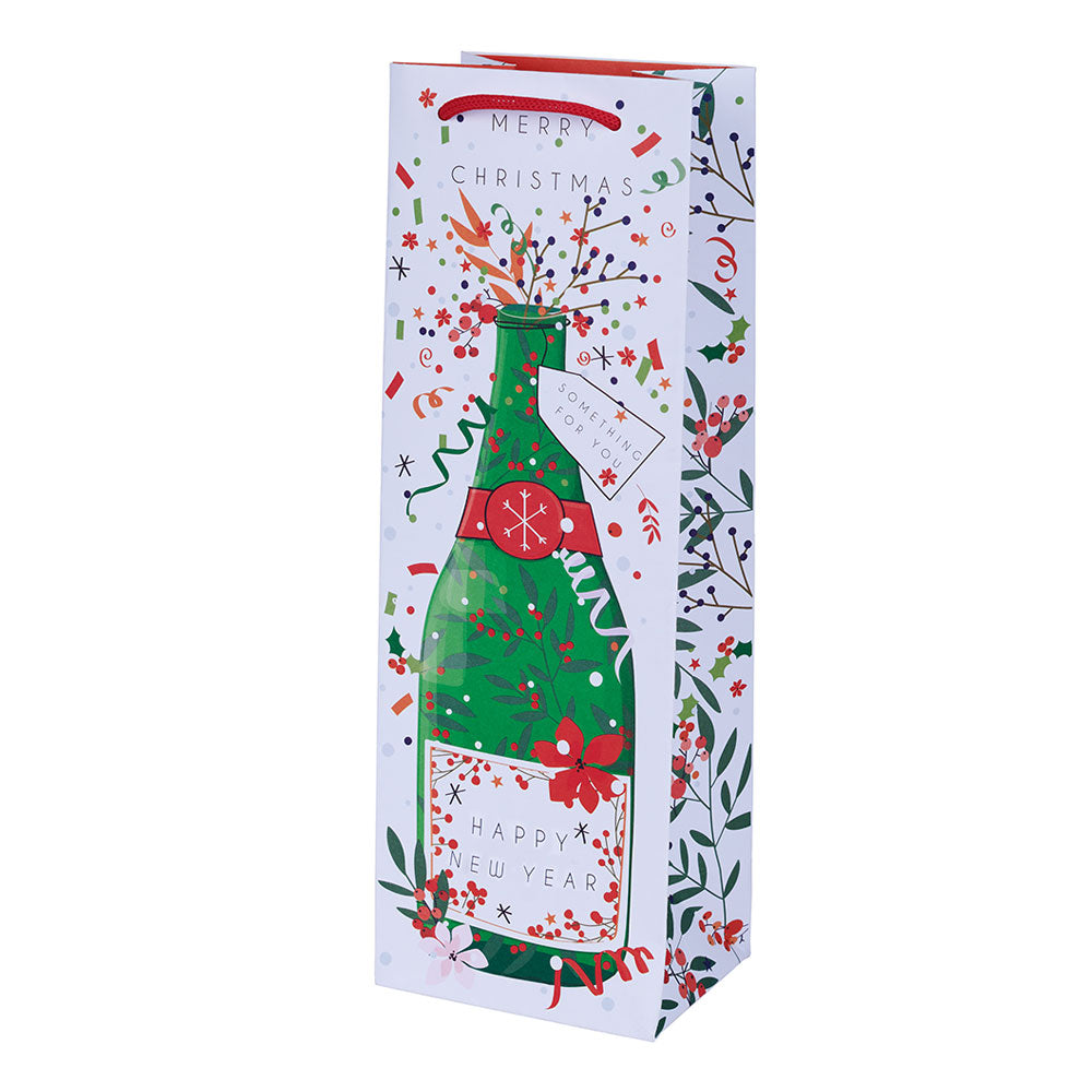 Merry Christmas Happy New Year Bottle Gift Bag