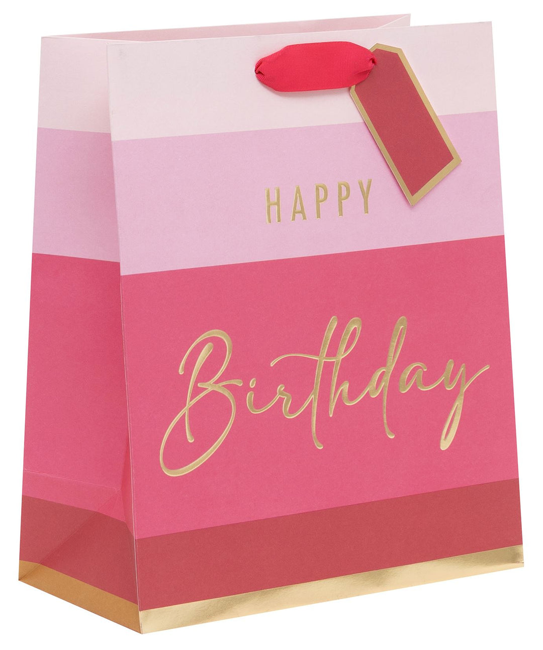HAPPY BIRTHDAY STRIPE PINK LARGE BAG