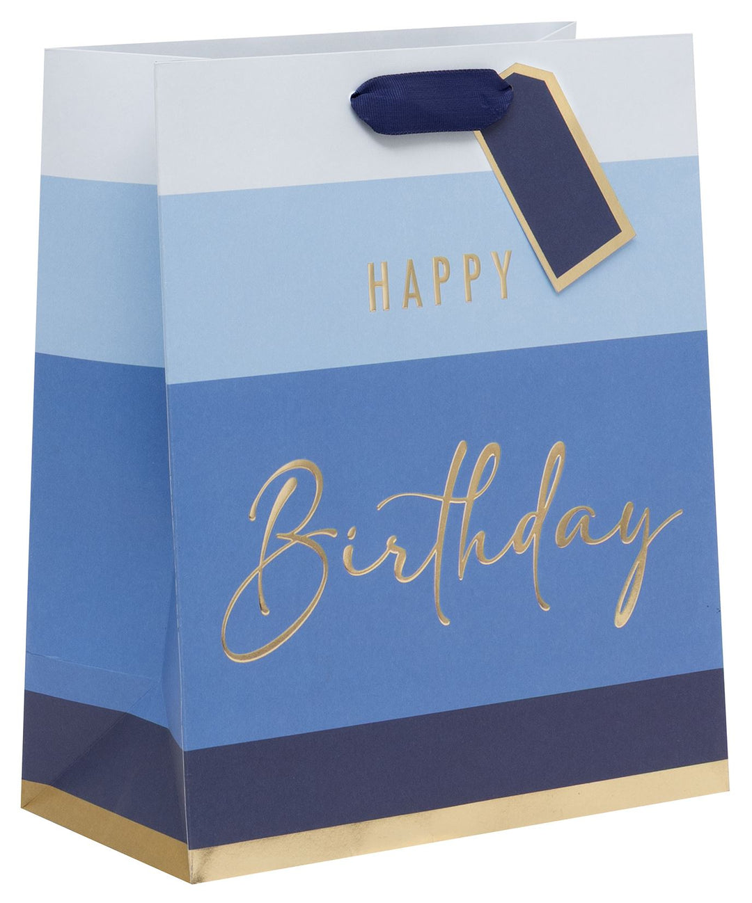 HAPPY BIRTHDAY STRIPE BLUE LARGE BAG