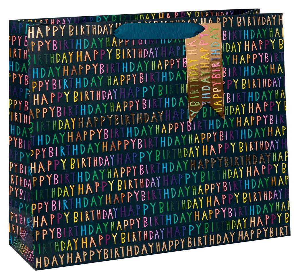 NAVY HAPPY BIRTHDAY LANDSCAPE BAG