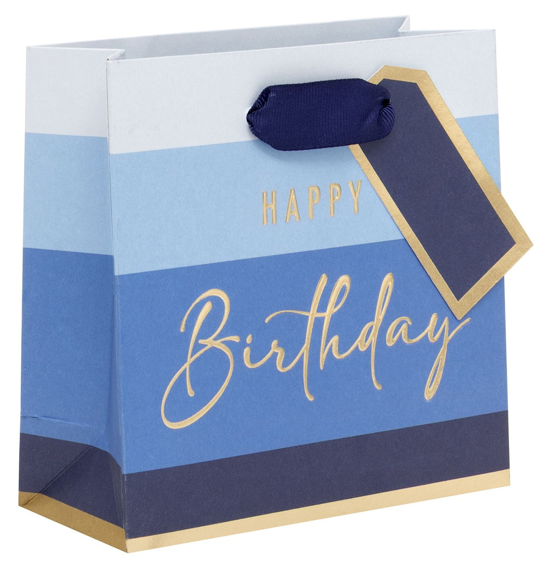 HAPPY BIRTHDAY STRIPE BLUE SMALL BAG