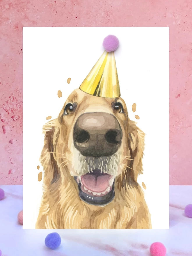 Golden Retriever Pompom Birthday