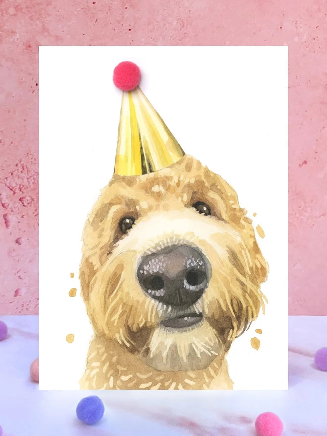 Golden Doodle Pompom Birthday