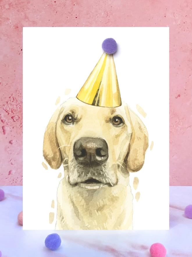 Yellow Labrador Pompom Birthday