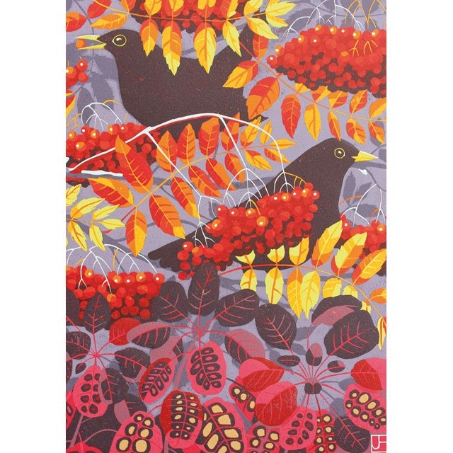 Blackbirds Amongst The Berries