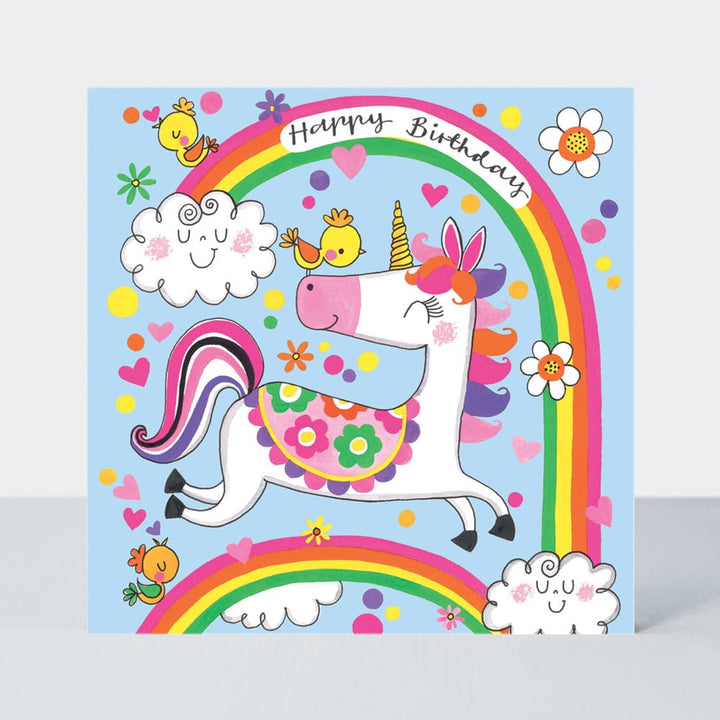 Jigsaw Card Happy Birthday Unicorn & Rainbows