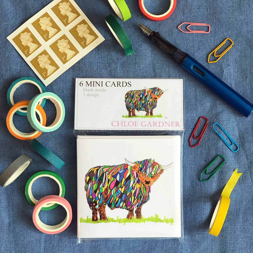 BRIGHT HIGHLAND COW MINI CARD PACK