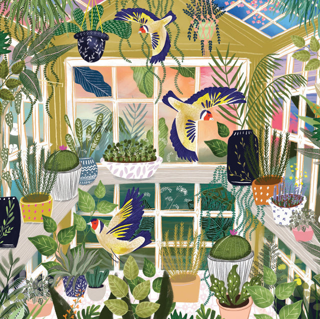 Goldfinches In The Greenhouse